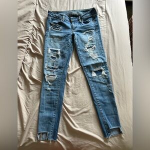 American Eagle Outfitters Ripped Blue Skinny Jeans